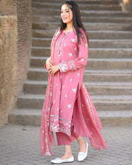 Pink Flora Embroidered 3pcs